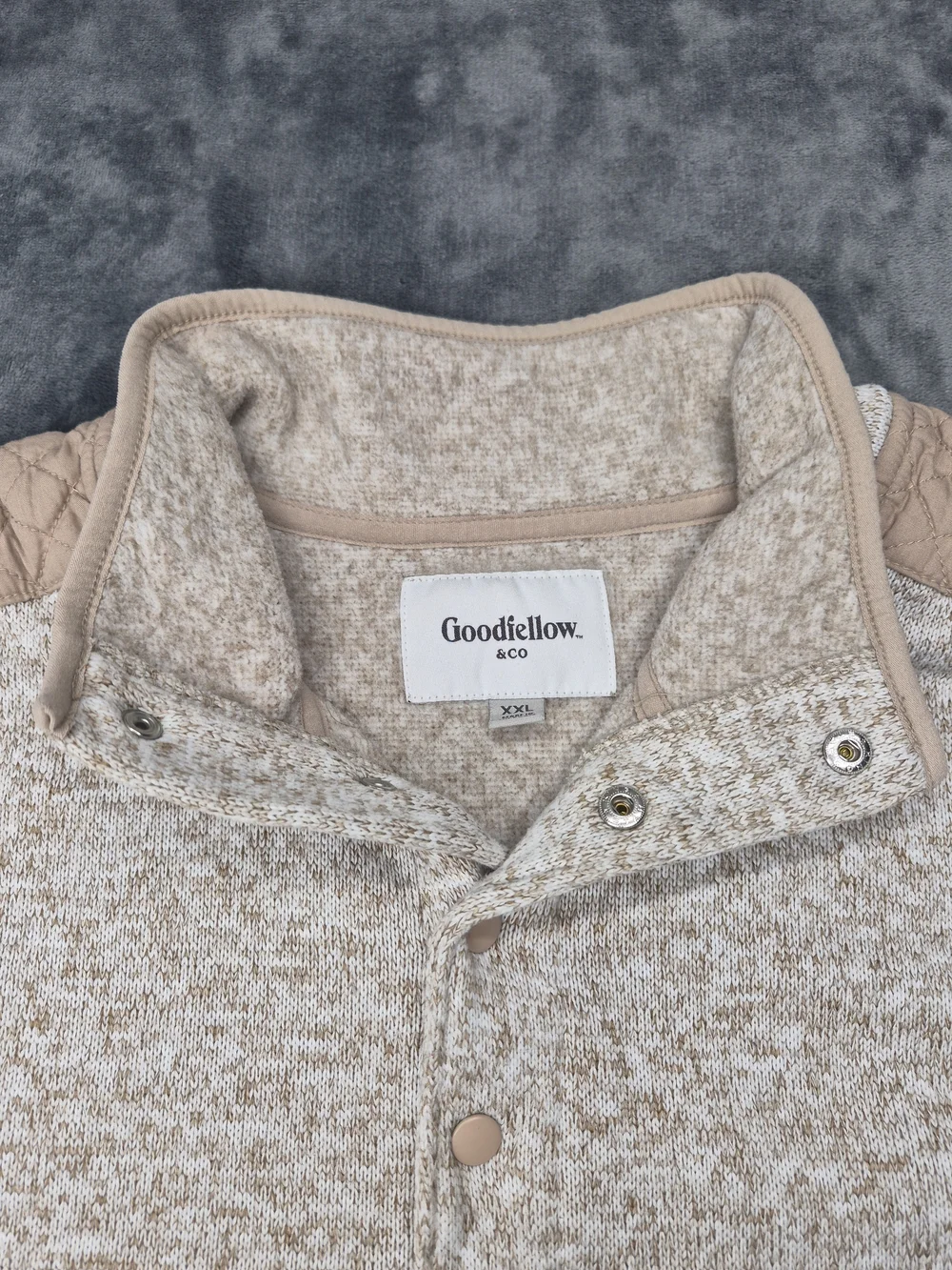 Goodfellow Sweater Adult  XXLarge Light Brown Quarter Zip Mens Long Sleeve
